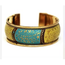 Indian patina brass embossed cuff bangle